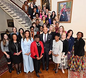 [photo, Women Legislators of Maryland with Governor Wes Moore & First Lady Dawn Moore, Government House, Annapolis, Maryland, Feb. 2024]